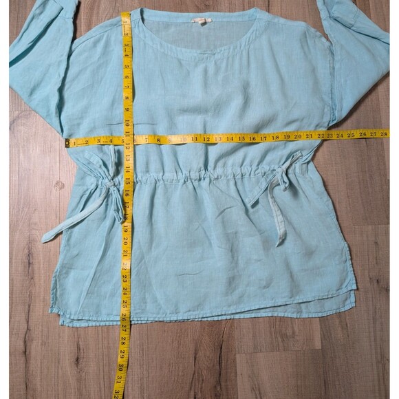 Eileen Fisher Size M Blouse Handkerchief Linen Bateau Neck 3/4 Sleeve Coastal - Picture 8 of 9